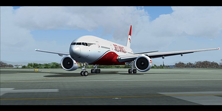 Red wings boeing 777