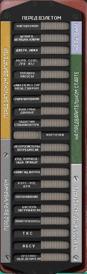 Ту 154 карта контрольных проверок