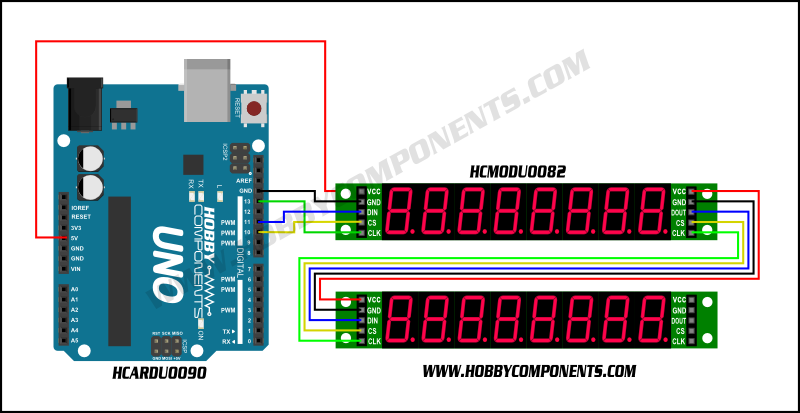 HCMODU0082_MAX7219_Module_Arduino_Diagra