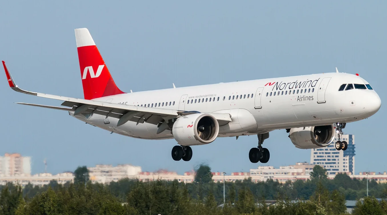 Схема салона Airbus A321neo авиакомпании Nordwind: расположение мест на 212 мест, ряды Space+ и шаг кресел